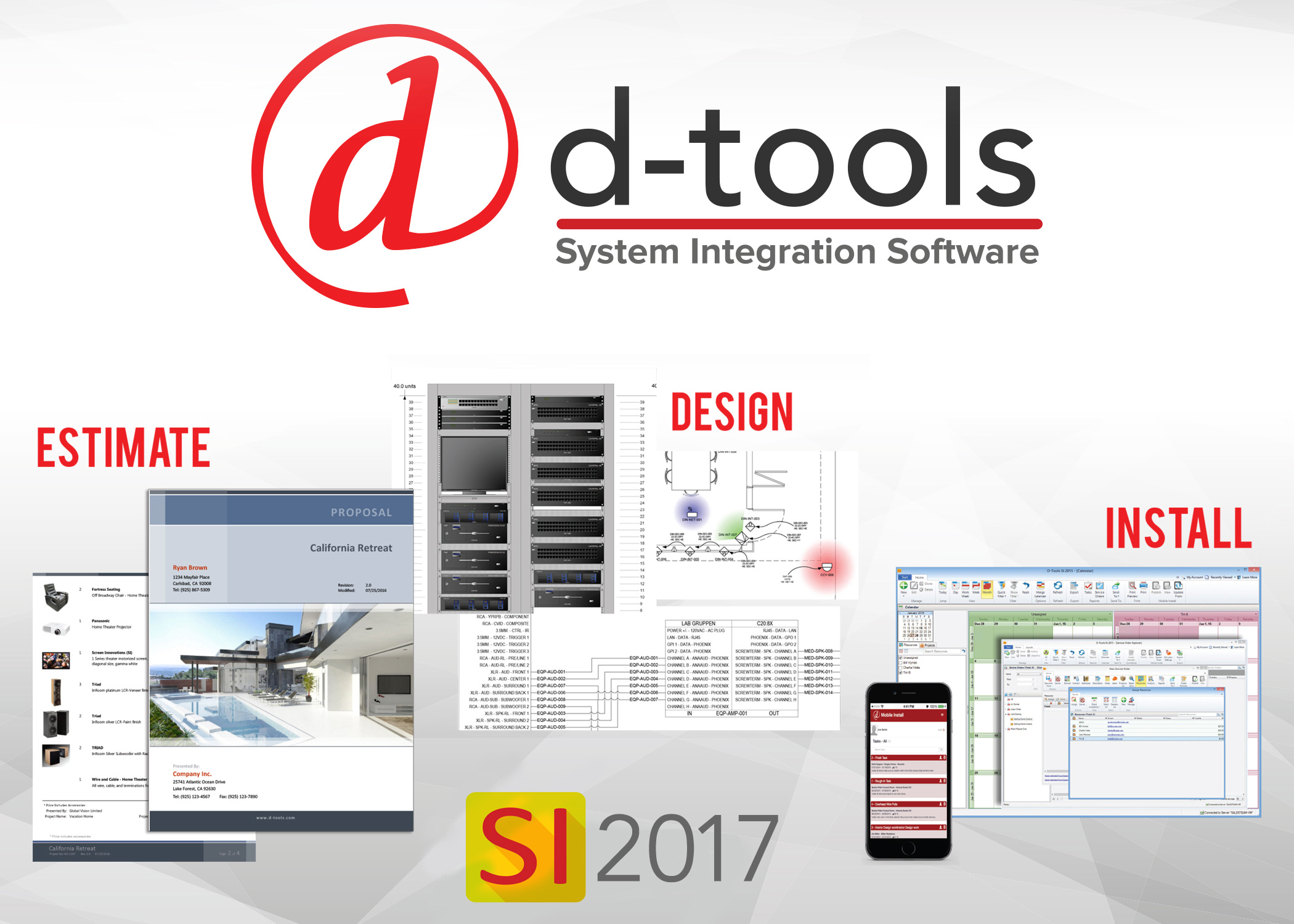 D-Tools System Integrator, Mobile Quote 2.0, Customer Portal, ISE 2018