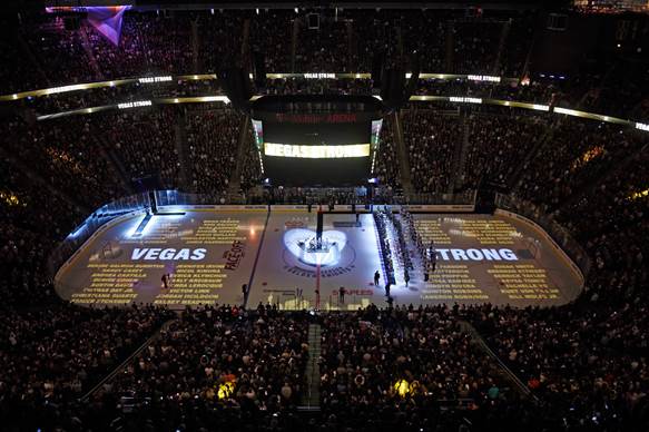 Christie projectors, on-ice projection mapping, Vegas Golden Knights, Las Vegas Shooting, Las Vegas Golden Knights Christie 2