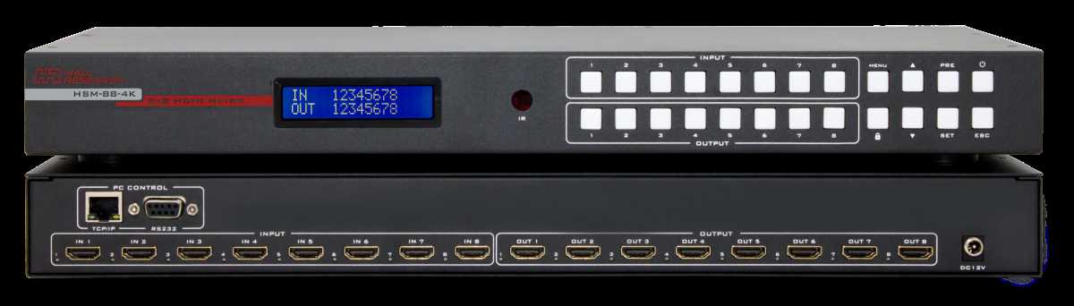 Hall Research HSM-88-4K 8X8 HDMI matrix switch with IR, RS-232, and IP control