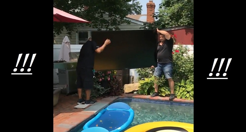 poolside TV, TV installation, 75-inch Sunbrite