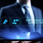 Influencer marketing Social media advertising business concept on screen.