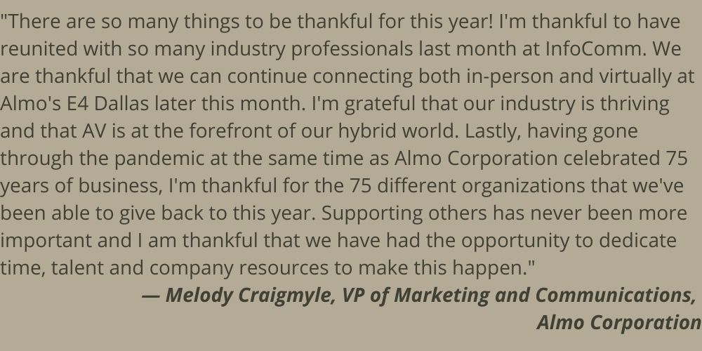 What the Pro AV Industry is Thankful For This Year, slide 4