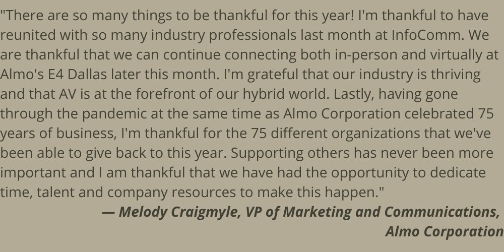 What the Pro AV Industry is Thankful For This Year, slide 3