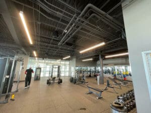 Angled view of gym ceiling in the YMCA