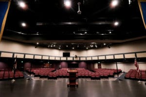 Empty seating area of school auditorium