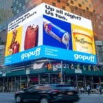 View of the SNA Displays LED screen in midtown Manhattan.