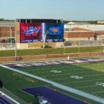 Daktronics and Fulcrum Acoustic. install new speakers at Crusader Stadium at University of Baylor.