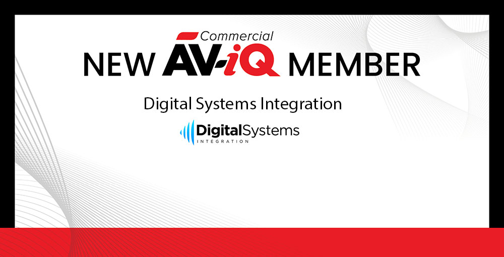 AV-iQ poster announcing Digital Systems Integration as brand partner.