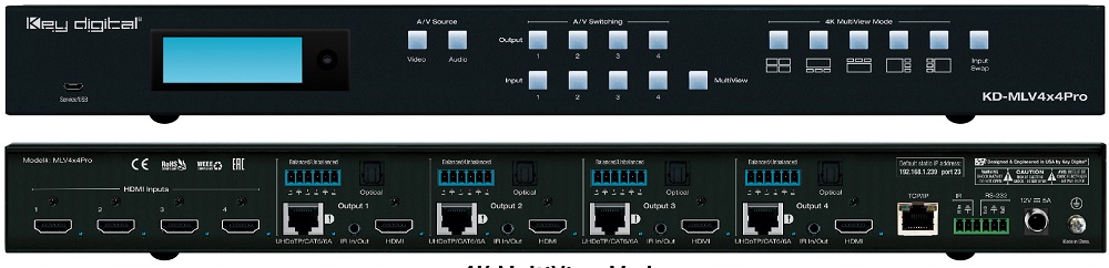 Key Digital KD-MLV4x4Pro 4K UHD HDMI matrix switcher