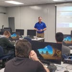 Matt Thorne gives presentation to students about a career in AV