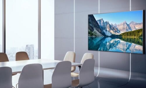 MAXHUB new commercial display on the wall of a conference room.