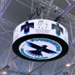 Circular LED screen by SNA Displays with the logo of Forest County Potawatomi.