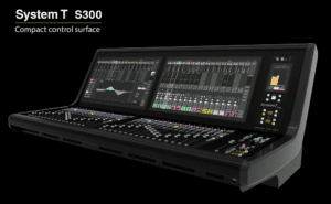 Side view of SSL S300 mixing console