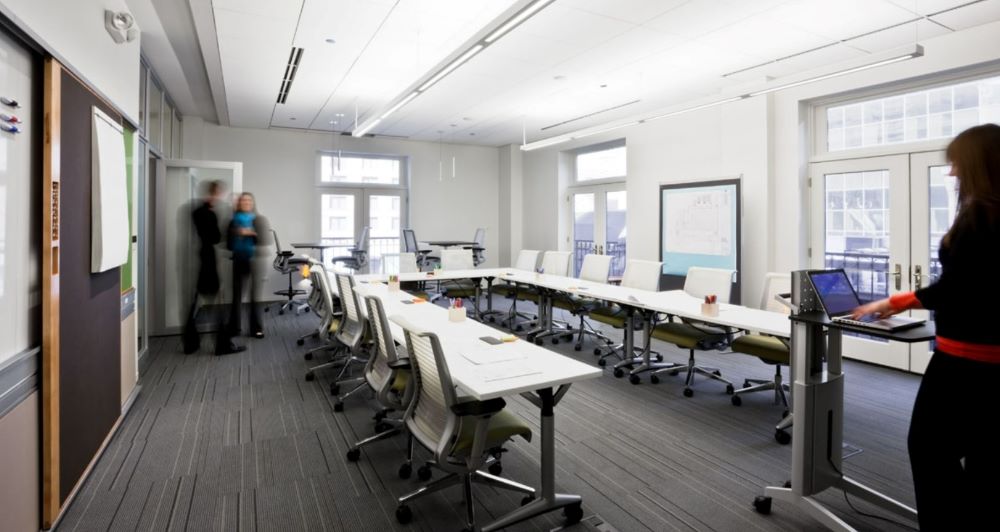 A collaboration and conferencing room