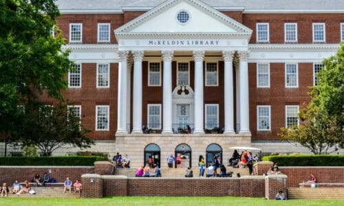 Exterior shot of a college building.