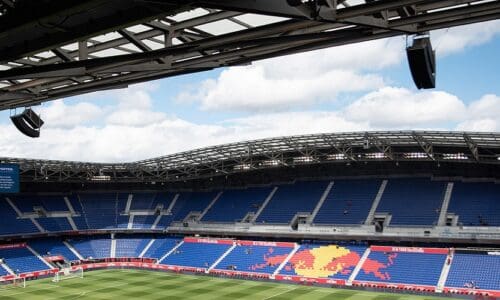 L-Acoustics outfitted on the roof of Red Bulls Arena.
