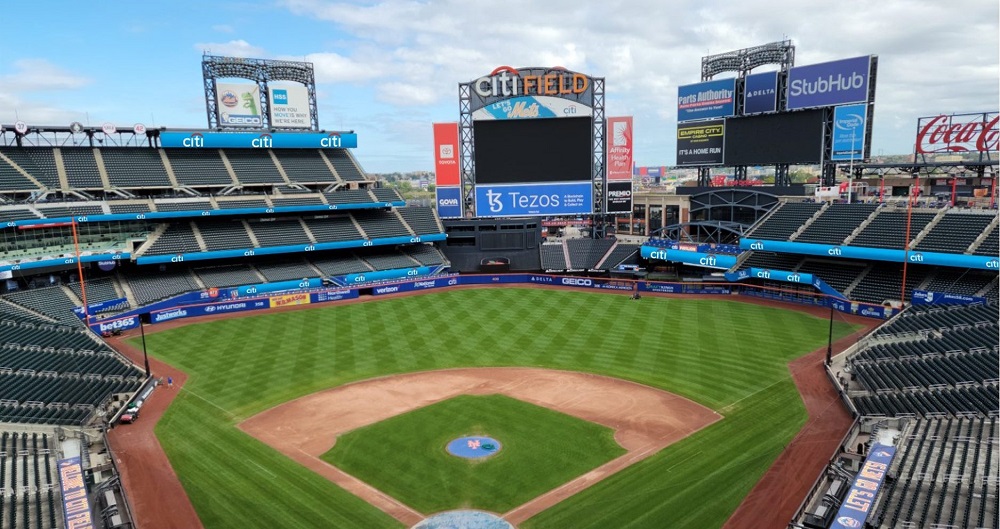 Citi Field stadium with Samsung Displays scoreboards.