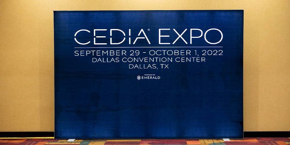 CEDIA Expo 2022 poster in a hall.