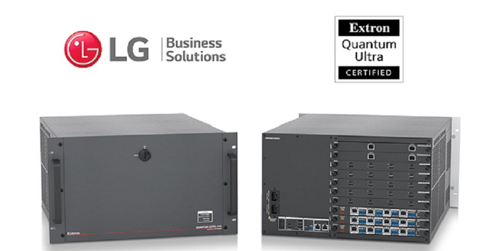 LG MAGNIT with the Extron Quantum Ultra Certified logo on top.