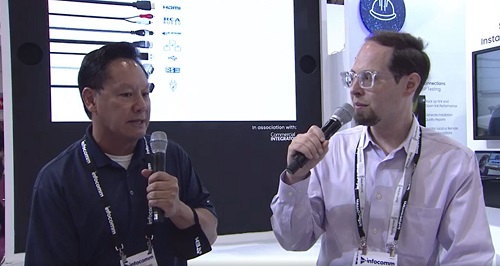 Christian Young AETN and Dan Ferrisi at InfoComm 2022 talking about distance learning