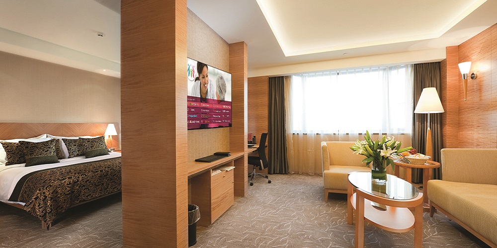 Deluxe hotel suite interior LG Alexa for Hospitality