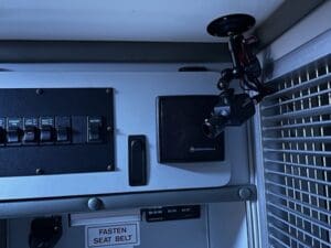 Marshall Cameras perched in corner of ambulance.