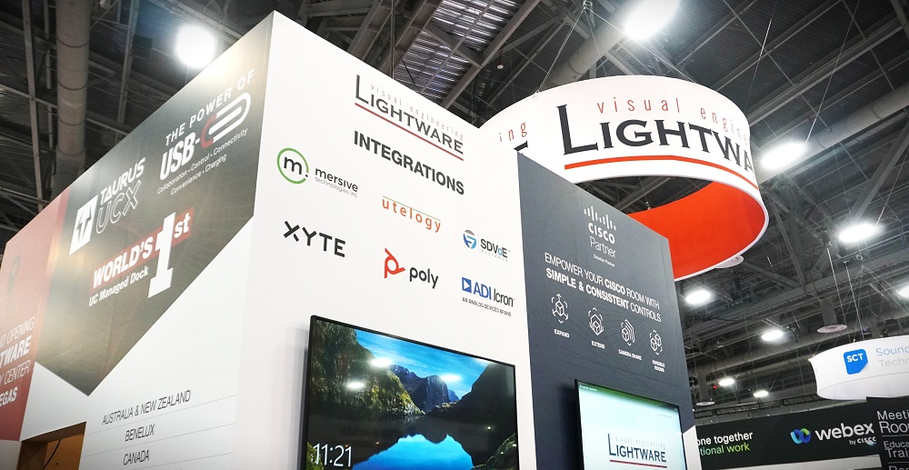 Lightware booth sign at InfoComm 2022.