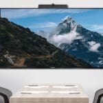 MAXHUB ND86PNA display mounted on a wall in a conference room.