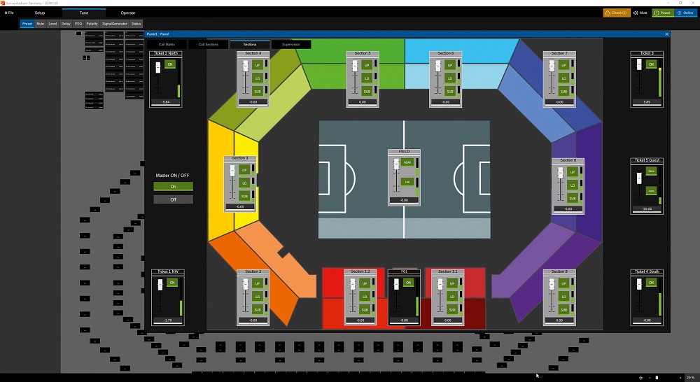 Screenshot of SONICUE software on WPN1 contoller