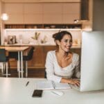 women working at home office