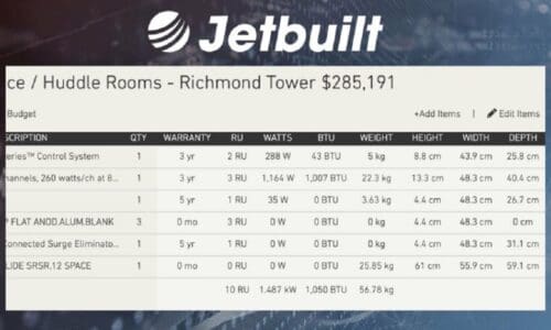Screenshot of Jetbuilt technical data fields.