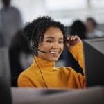 Person wearing Jabra Engage 50 II headsets