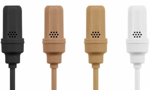 Shure UniPlex in four colors: black, tan, cocoa and white.