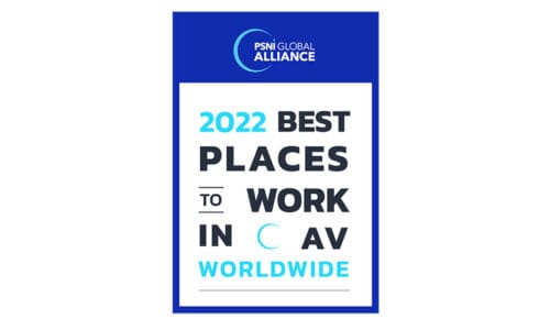 PSNI Global Alliance Best Places to Work in AV 2022 poster.