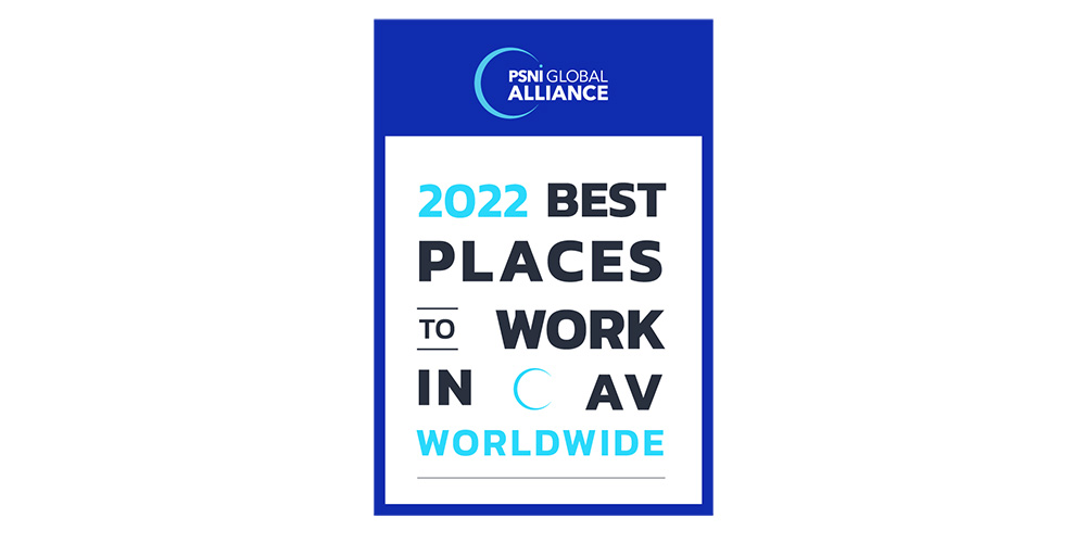 PSNI Global Alliance Best Places to Work in AV 2022 poster.