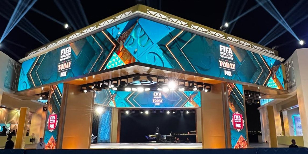 Fox Sports broadcast studio in Doha, Qatar, at FIFA World Cup, K-array speakers