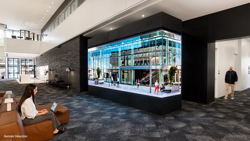 SNA Displays Creates LED Centerpiece for Gensler Houston Lobby, slide 0