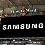 Samsung logo displayed on the screen at Houston Astros' Minute Maid Park.