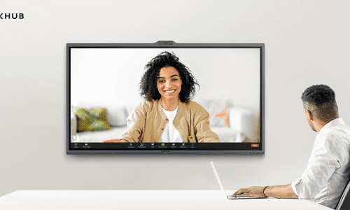 MAXHUB ViewPro Series mockup in conference room.