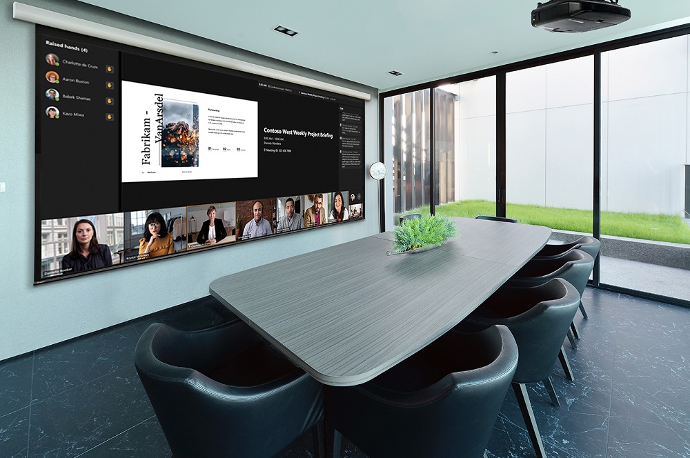 luxury modern meeting room interior and decoration, Microsoft Teams Room meeting with Front Row experience