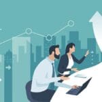 vector image of man and woman at working