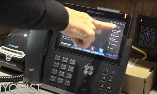 A demonstration of Bogen Nyquist E7000 intercom system on phone