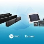 Photo of Nureva audio systems and Extron control processors.