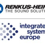 Renkus-Heinz logo stacked above the ISE 2023 logo.