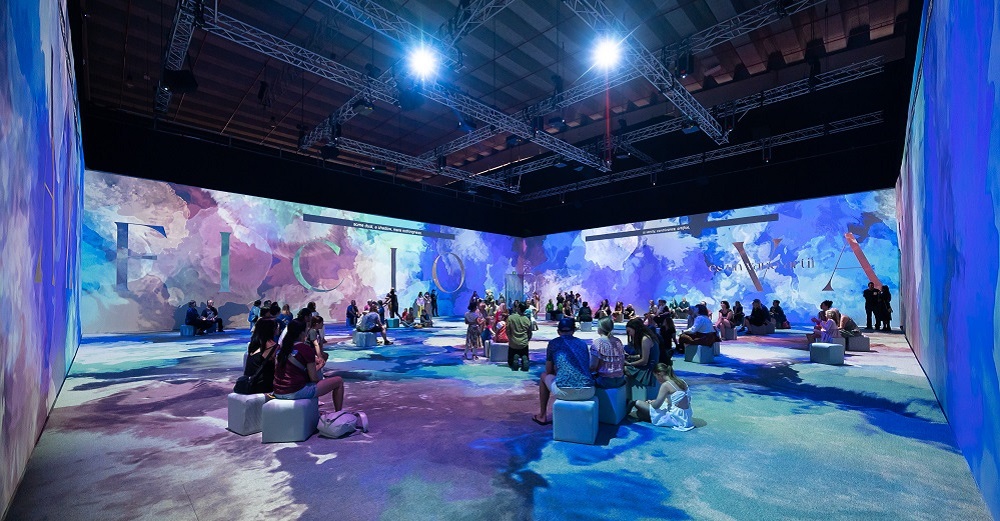 Sydney Festival visitors enjoying the Frida Kahlo immersive experience set up using TDC laser projectors.