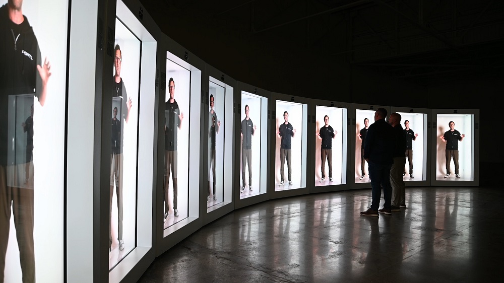 Proto inventor and CEO David Nussbaum demonstrates holoportation by beaming live from Los Angeles to ten Proto Epics at once in Michigan.