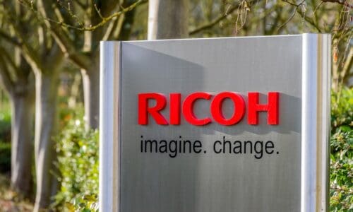 Ricoh Imagine Change logo sign in Brackmills Industrial Estate