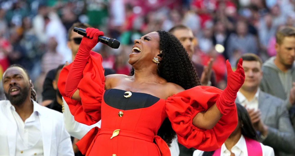 Sheryl Lee Ralph performing at Super Bowl LVII.