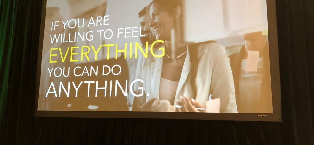 If you are willing to feel everything you can do anything. inspirational saying on screen at NSCA BLC event