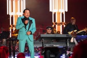 Smokey Robinson and Stevie Wonder at the Grammys.